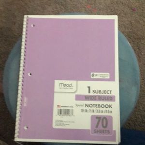 1 subject wide ruled notebook